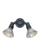  8642-12 - Flood Light traditional 2-light outdoor exterior adjustable swivel flood light in black finish