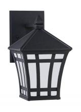  89131EN3-12 - Herrington transitional 1-light LED outdoor exterior small wall lantern sconce in black finish with