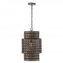  354111DR - 1-Light Medallion Cylindrical Pendant in Dark Brass