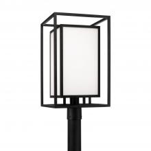  953115BK - 1-Light Outdoor Modern Square Rectangle Post Lantern in Black with Soft White Glass