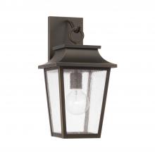  953311OZ - 1-Light Outdoor Tapered Wall Lantern in Oiled Bronze with Ripple Glass