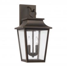  953321OZ - 2-Light Outdoor Tapered Wall Lantern in Oiled Bronze with Ripple Glass