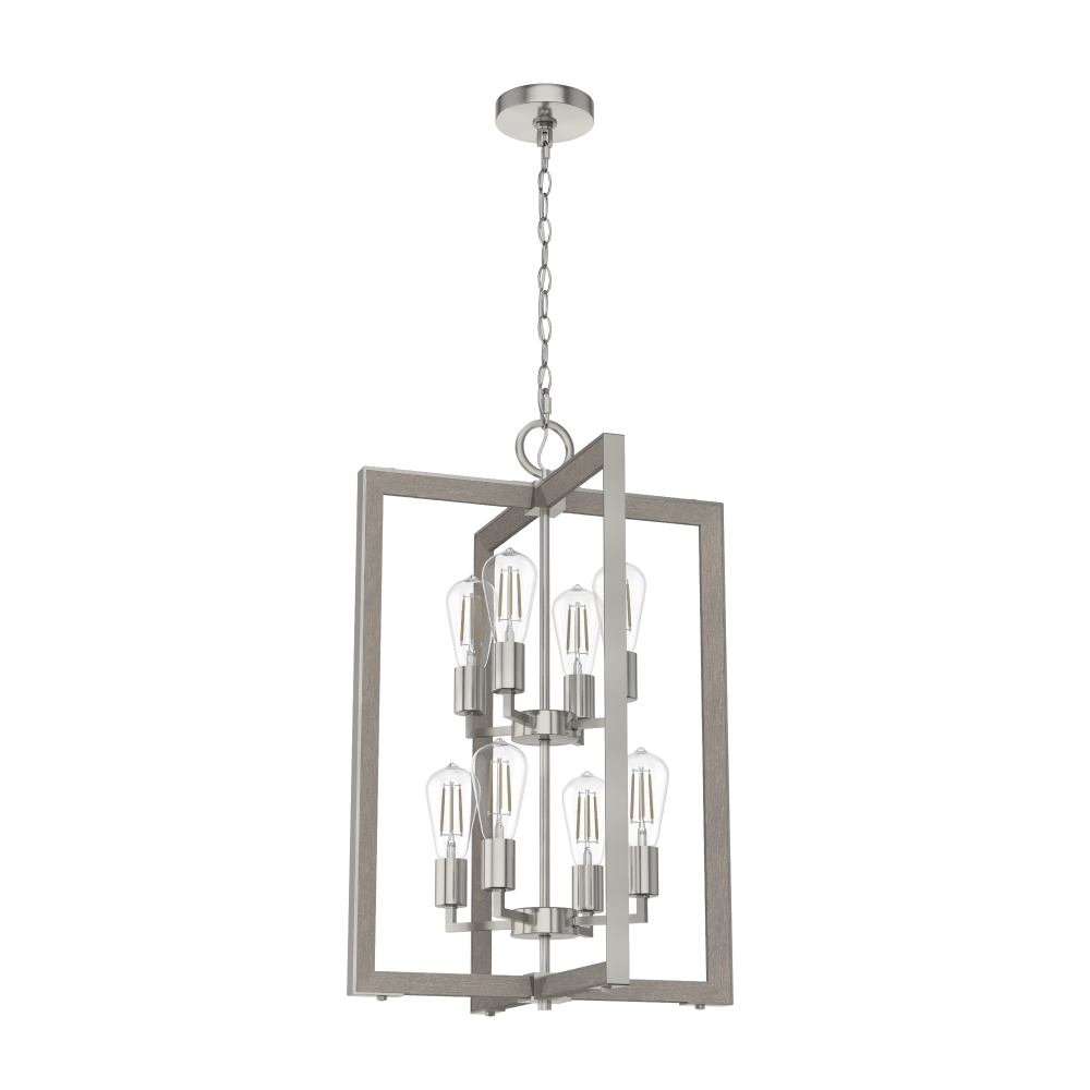 Hunter Woodburn Brushed Nickel 8 Light Pendant Ceiling Light Fixture