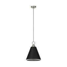  19445 - Hunter Klein Brushed Nickel and Flat Matte Black 1 Light Pendant Ceiling Light Fixture