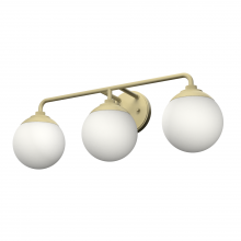  19177 - Hunter Hepburn Modern Brass with Cased White Glass 3 Light Bathroom Vanity Wall Light Fixture