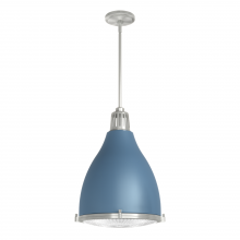  19214 - Hunter Bluff View Indigo Blue and Brushed Nickel with Clear Holophane Glass 3 Light Pendant Ceiling