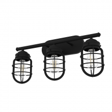  19845 - Hunter Starklake Natural Black Iron 3 Light Bathroom Vanity Wall Light Fixture