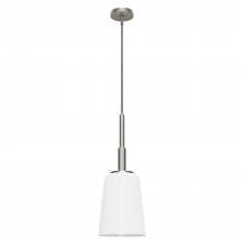  19885 - Hunter Nolita Brushed Nickel with Cased White Glass 1 Light Pendant Ceiling Light Fixture