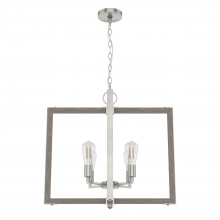  19807 - Hunter Woodburn Brushed Nickel 4 Light Pendant Ceiling Light Fixture