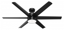  59624 - Hunter 60 inch Solaria ENERGY STAR® Matte Black Damp Rated Ceiling Fan with LED Light Kit