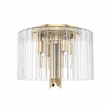  19690 - Hunter Gatz Alturas Gold with Clear Fluted Glass 4 Light Flush Mount Ceiling Light Fixture