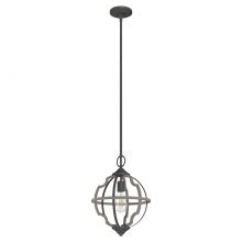  19222 - Hunter Stone Creek Noble Bronze and White Washed Oak 1 Light Pendant Ceiling Light Fixture