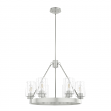  19161 - Hunter Hartland Brushed Nickel with Seeded Glass 6 Light Chandelier Ceiling Light Fixture