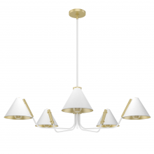  19196 - Hunter Grove Isle Matte White and Modern Brass 5 Light Extra Large Chandelier Ceiling Light Fixture