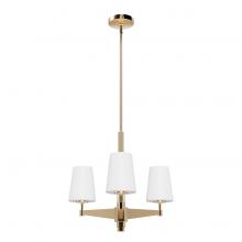  19878 - Hunter Nolita Alturas Gold with Cased White Glass 3 Light Chandelier Ceiling Light Fixture