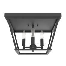  19074 - Hunter Laurel Ridge Natural Black Iron 4 Light Flush Mount Ceiling Light Fixture