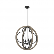  19097 - Hunter Gablecrest French Oak and Rustic Iron 4 Light Pendant Ceiling Light Fixture