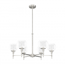  19744 - Hunter Xidane Brushed Nickel with Clear Glass 6 Light Chandelier Ceiling Light Fixture