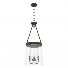  19153 - Hunter Devon Park Onyx Bengal with Clear Glass 3 Light Pendant Ceiling Light Fixture