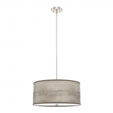  19379 - Light Grey Oak and Brushed Nickel with Painted Cased White Glass 3 LT Pendant Ceiling Light Fixture