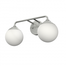  19168 - Hunter Hepburn Brushed Nickel with Cased White Glass 2 Light Bathroom Vanity Wall Light Fixture