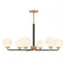  V6-L1-9606-6-143 - Dresden 6-Light Chandelier in Matte Black with Warm Brass Accents