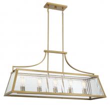  V6-L1-6841-5-322 - Elias 5-Light Linear Chandelier in Warm Brass