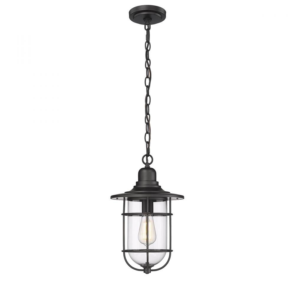 1-Light Outdoor Hanging Lantern Powder Coated Black