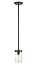  3811-MB - Taos 1-Light Mini-Pendant light Matte Black/Wood Grain