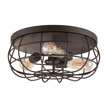  5323-RBZ - Neo-Industrial 3-Light Flushmount Ceiling Light Rubbed Bronze