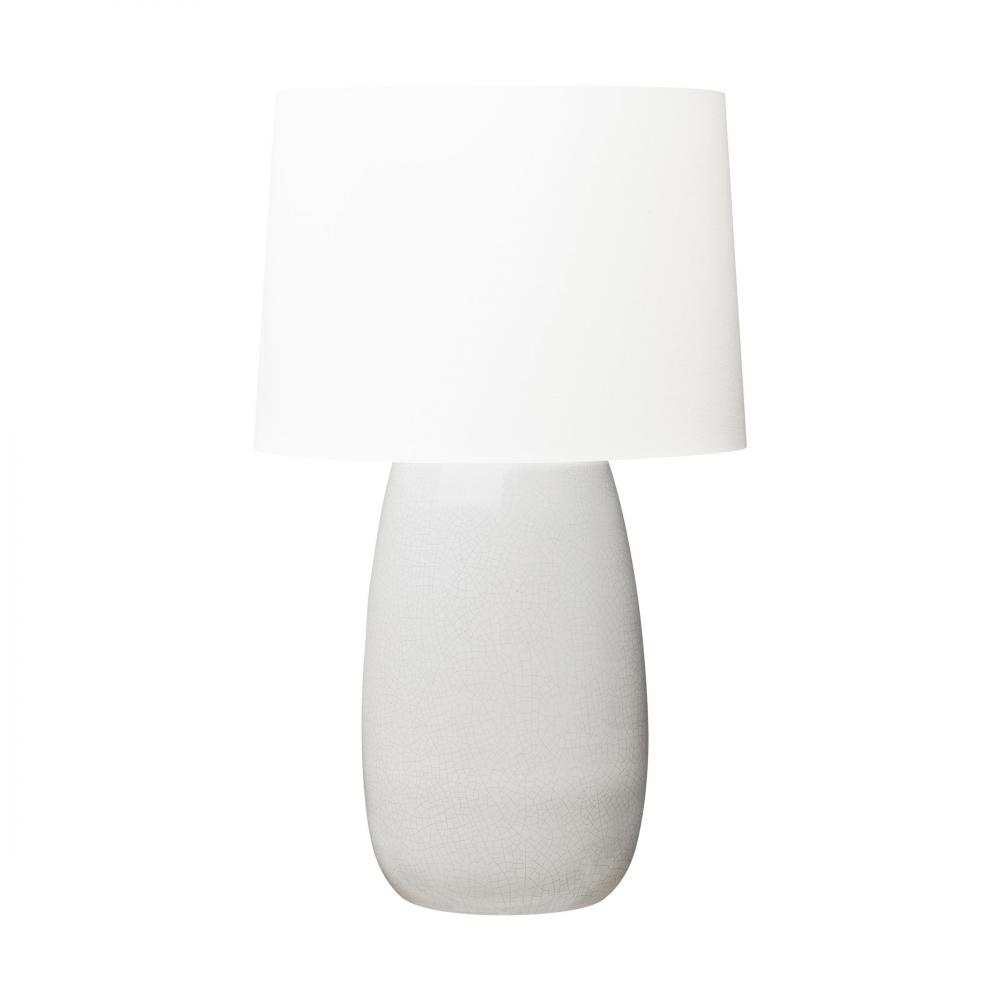 Barbara Barry Roma 1-Light Table Lamp in White Crackle Finish with White Linen Fabric Shade