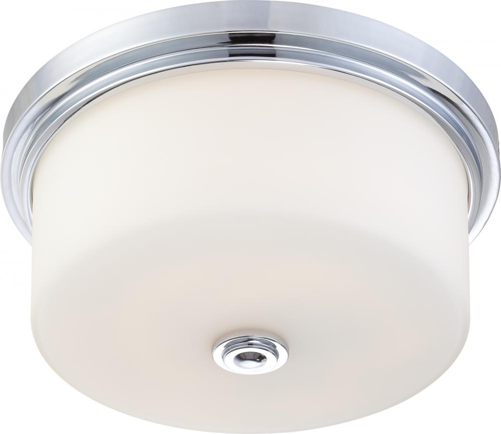 Soho - 3 Light Large Flush with Satin White Glass - Polished Chrome Finish