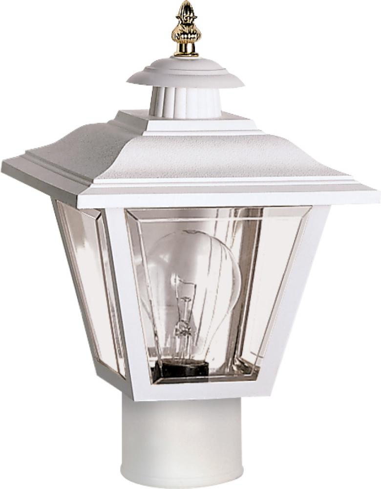 1 Light - 13'' Coach Post Top Lantern with Finial; Beveled Acrylic Panels; White Finish