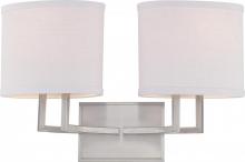  60/4752 - Gemini - 2 Light Vanity with Slate Gray Fabric Shades - Brushed Nickel Finish