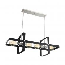  60/6625 - Prana - 4Light Island Pendant - Matte Black Finish with Brushed Nickel Accents