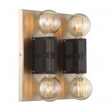  60/6663 - Passage - 4 Light Flush - Copper Brushed Brass Finish with Black Mesh