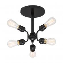  60/6916 - Faraday - 6 Light Semi Flush - Black Finish