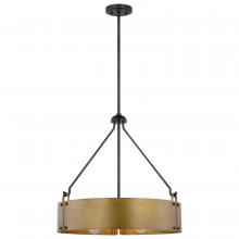 Nuvo 60/7693 - Halter; 4 Light Pendant; Medium Base; 60 Watt; Matte Black Finish; Natural Brass Metal Shade