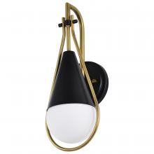  60/7901 - Admiral 1 Light Wall Sconce; Matte Black and Natural Brass Finish; White Opal Glass