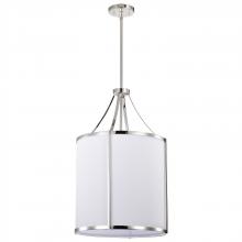  60/7972 - Easton 3 Light Pendant; Polished Nickel Finish; White Linen Shade