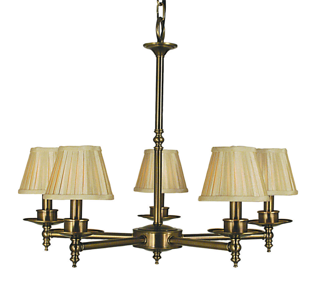 5-Light Antique Brass Sheraton Dining Chandelier