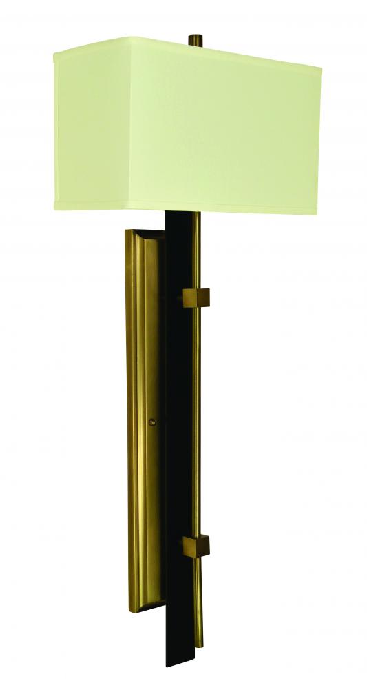 2-Light Antique Brass/Matte Black Sconce