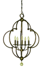  1162 AB - 5-Light Antique Brass Quatrefoil Dining Chandelier