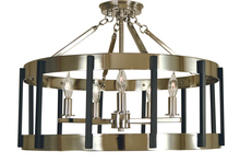  4666 AB/MBLACK - 5-Light Antique Brass/Matte Black Pantheon Semiflush