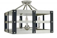  5344 SP/MBLACK - 5-Light Satin Pewter/Matte Black Metro Artisan Flush / Semi-Flush Mount