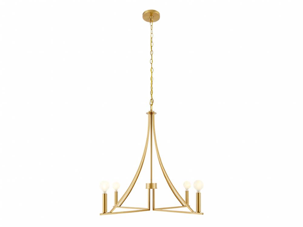 4-Light Chandelier in Natural Brass