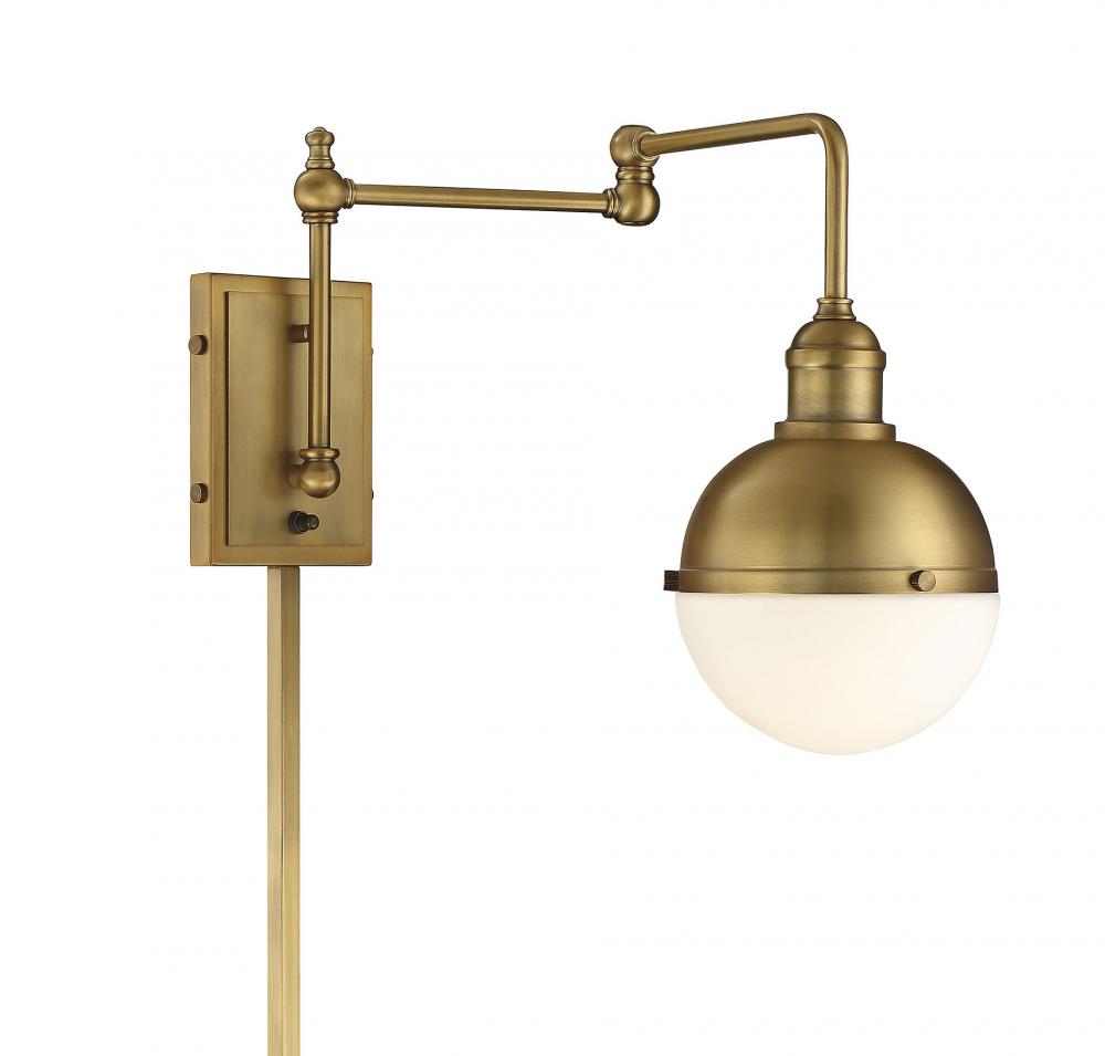 1-Light Adjustable Wall Sconce in Natural Brass