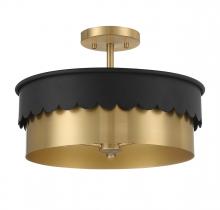  M60072MBKNB - 3-Light Ceiling Light in Matte Black and Natural Brass