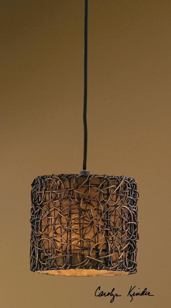 Uttermost Knotted Rattan Mini Drum Pendant