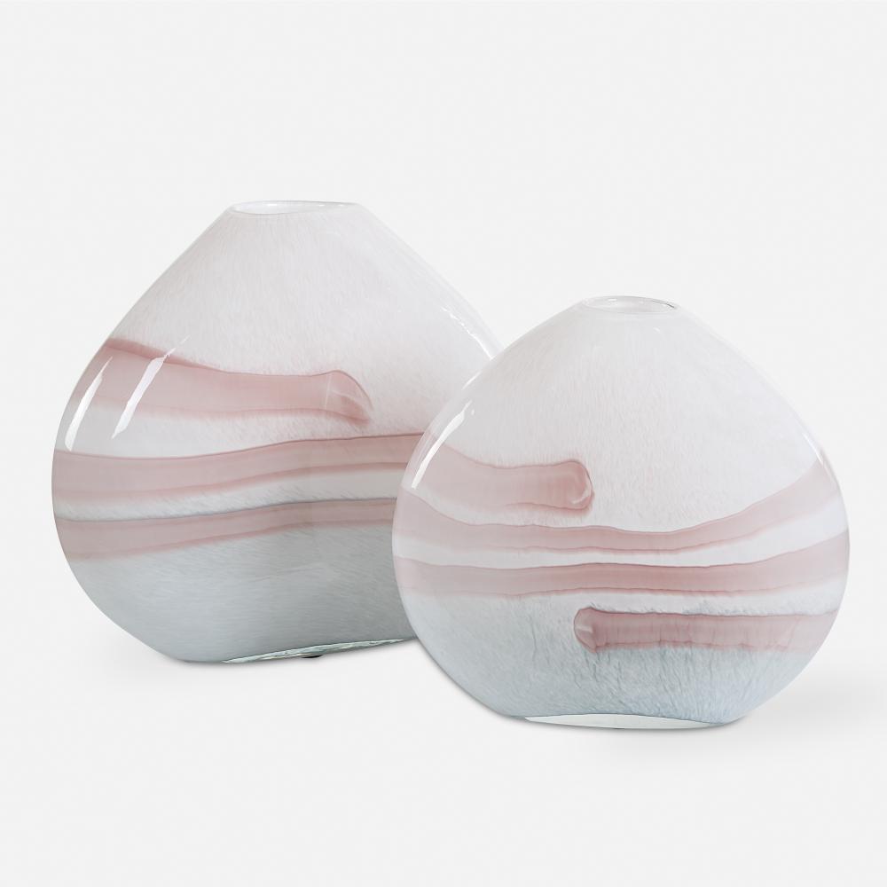 Blush Swirl Glass Vases, S/2